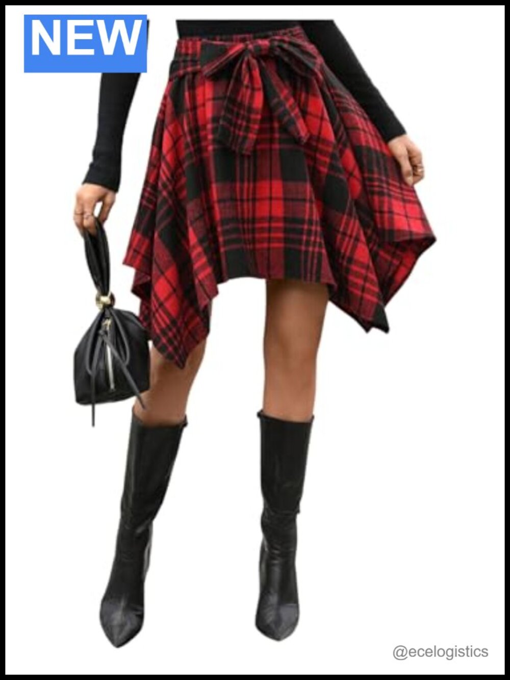 Y2K Plaid High Waisted Asymmetrical A-Line Skirt
